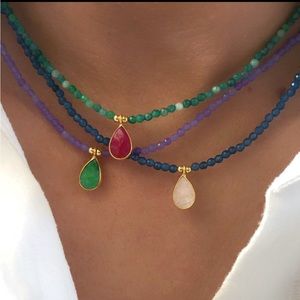 Moonstone Blue Agate Necklace